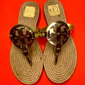 Tory Burch Gold Metallic Espadrille Sandal